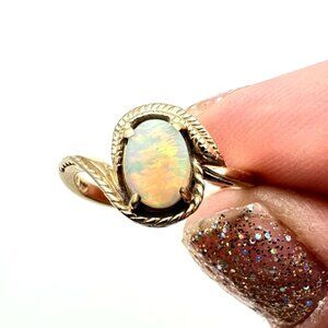 Estate Jewelry Womens Ring 10K Yellow Gold Opal Ring Size 6